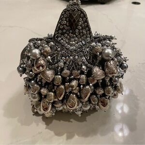 Mary Frances Silver Embellished Clutch